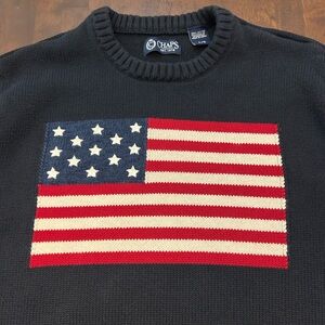 Chaps Polo Ralph Lauren Sweater with American Flag Design 100% Cotton RARE